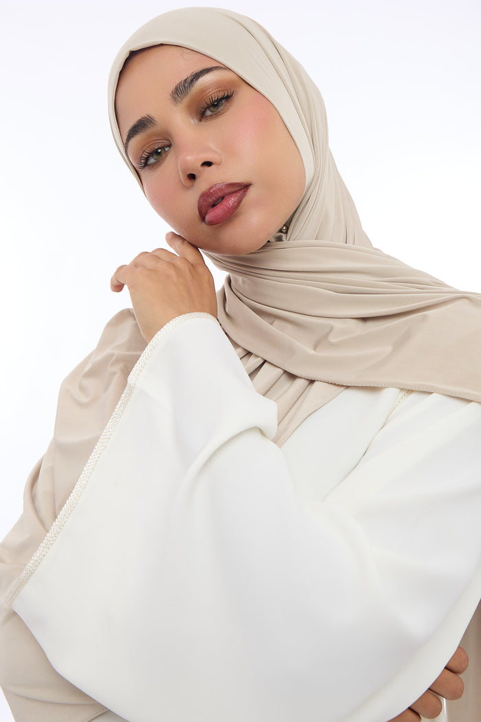 Liquid Jersey Hijab Min - Sand