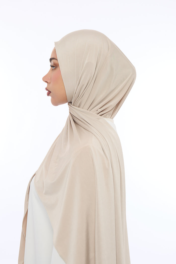 Liquid Jersey Hijab Min - Sand