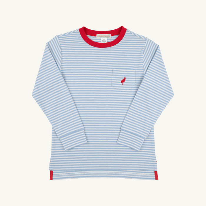 Long Sleeve Carter Crewneck - Barrington Blue Stripe/Richmond Red