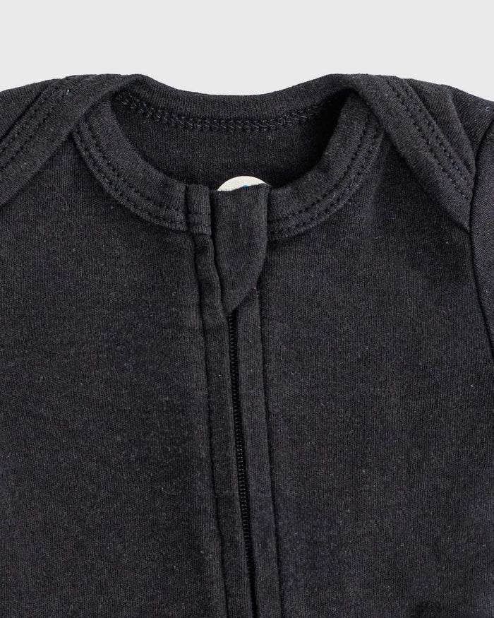 Long Sleeve Zipper Bodysuit in Eclipse, 3-6M - Dreambelles