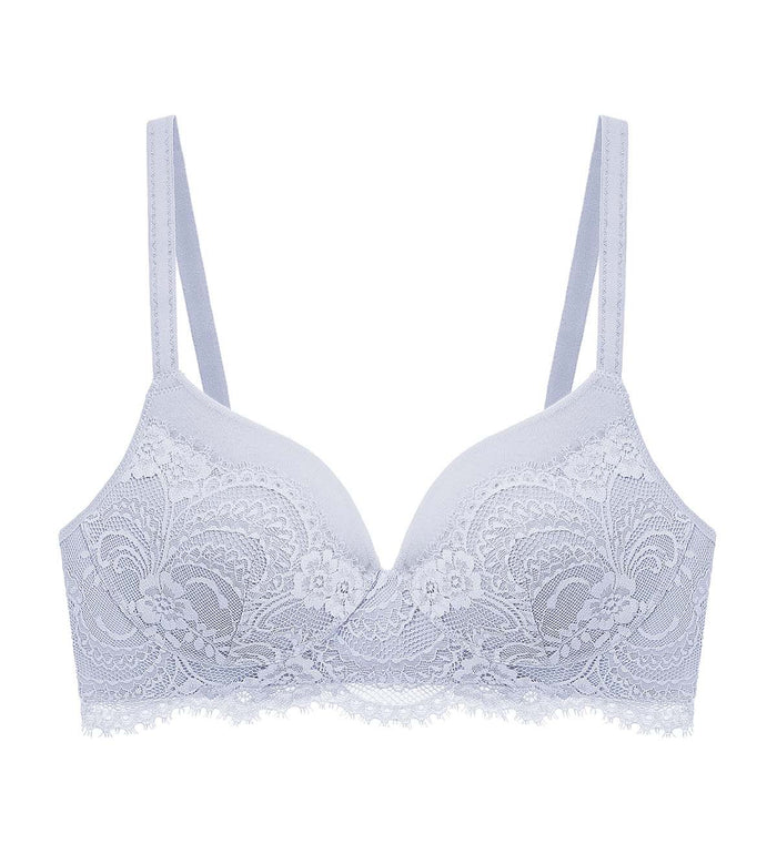 Love Lace Non Wired Padded Bra - SKY GRAY