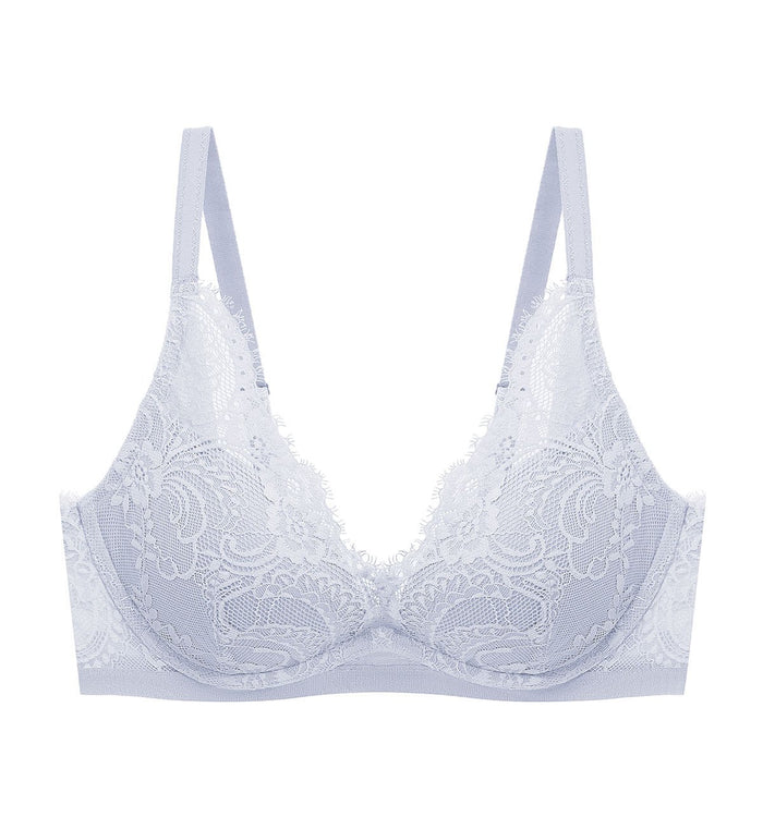 Love Lace Wired Push Up Bra - SKY GRAY