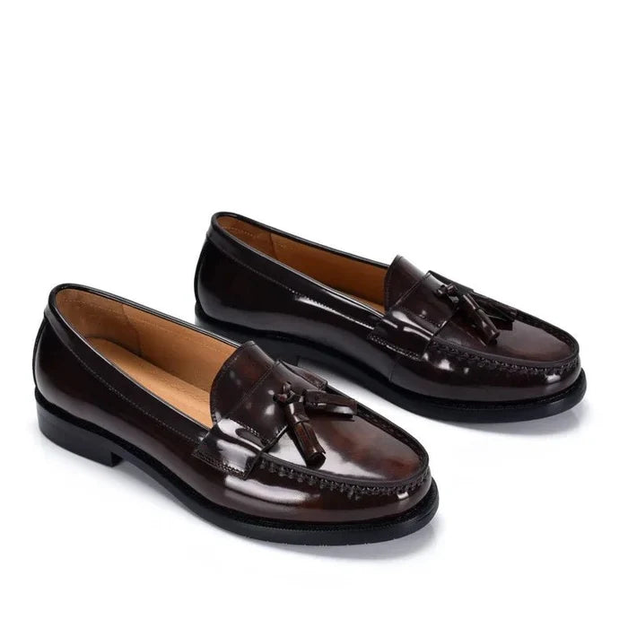 Luxury slip-on tassel elegant loafers - AntoniosClothing - Brown