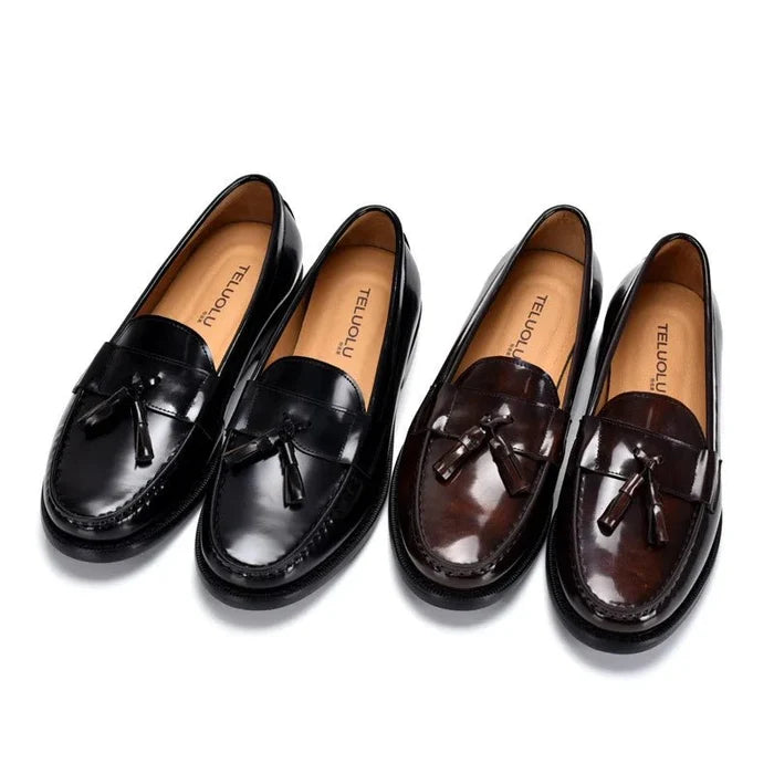 Luxury slip-on tassel elegant loafers - AntoniosClothing - Brown