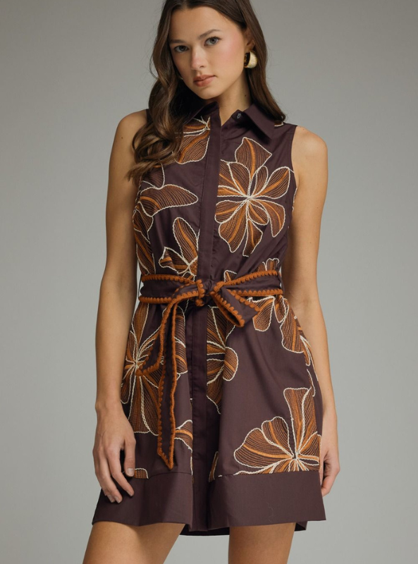Marlowe Bloom Dress- Brown