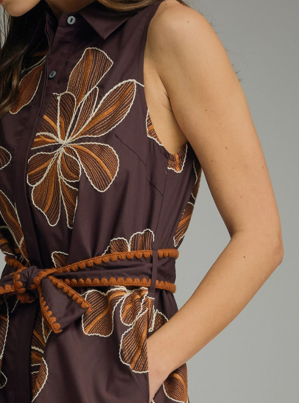 Marlowe Bloom Dress- Brown