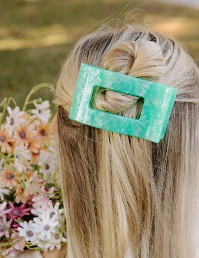 Medium Flat Rectangle Hair Clip- Spring Splash