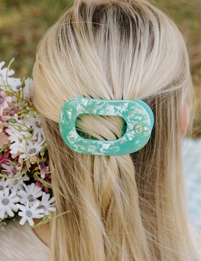 Medium Flat Round Hair Clip- Spring Splash