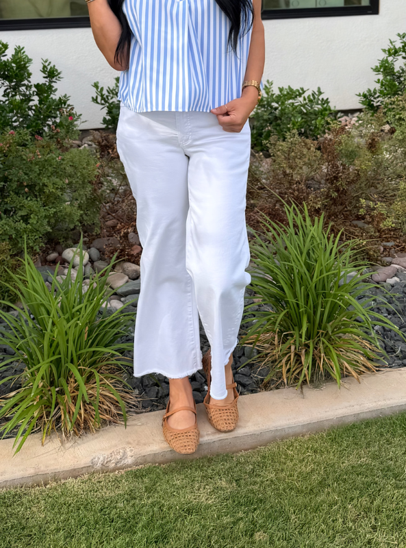 Meg High Rise Wide Leg Raw Hem- Optic White