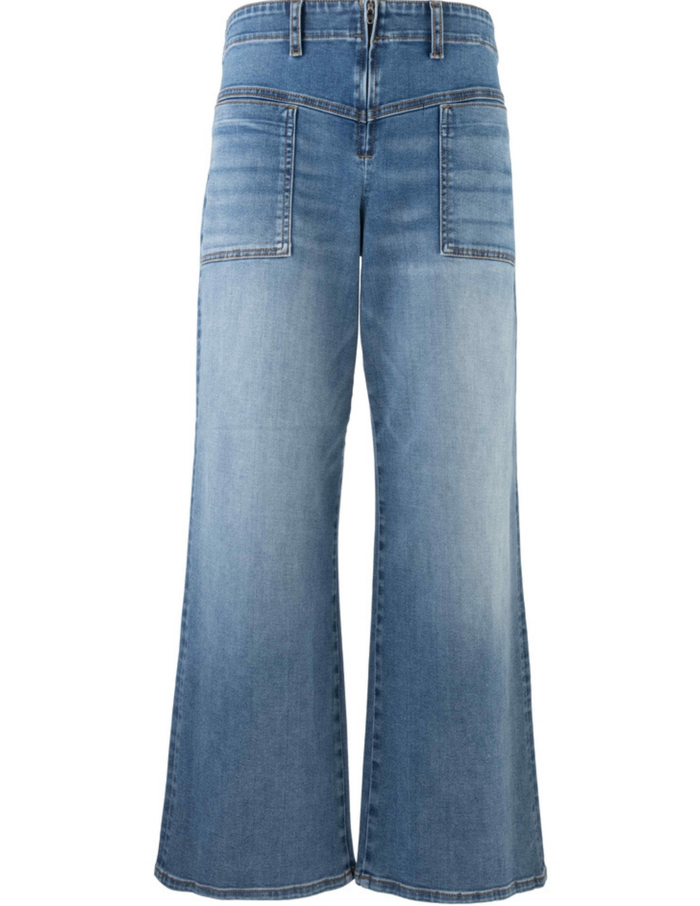 Meg High Rise Wide Leg with Patch Pocket- Queenly