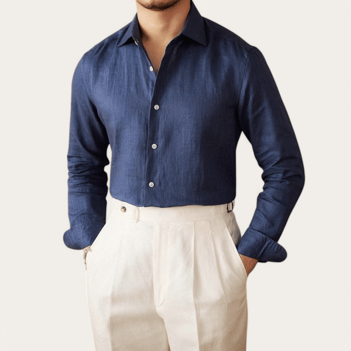 Long sleeve eight-collar breathable light luxury casual shirt - AntoniosClothing - Pink