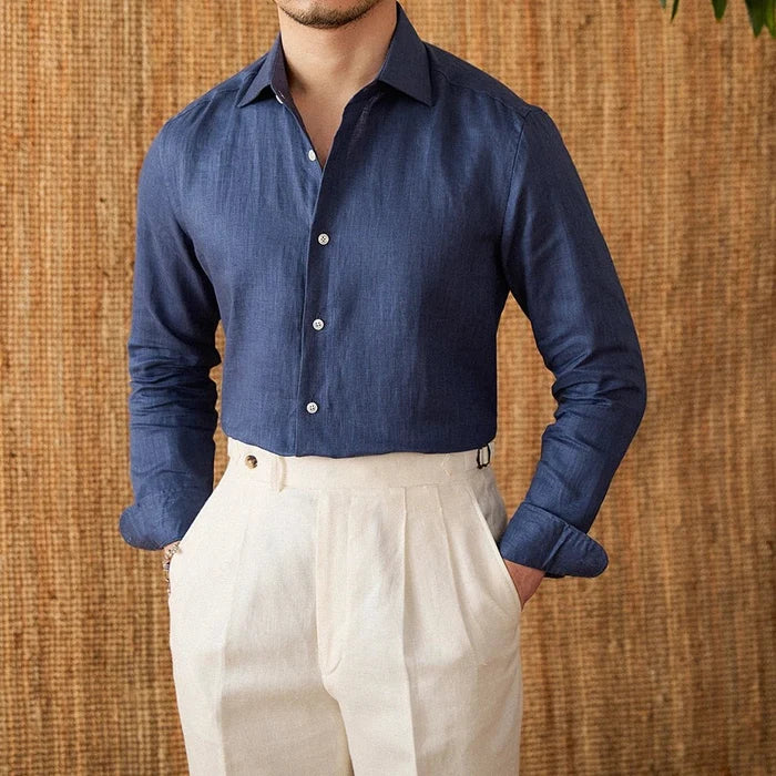 Long sleeve eight-collar breathable light luxury casual shirt - AntoniosClothing - Pink