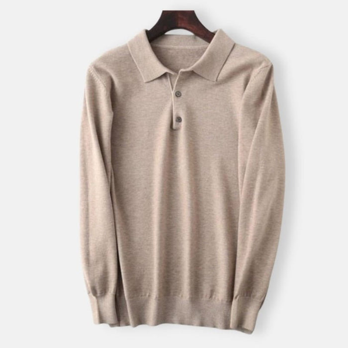 Antonios Cashmere Cotton Blend Casual Sweater Men - AntoniosClothing - Beige