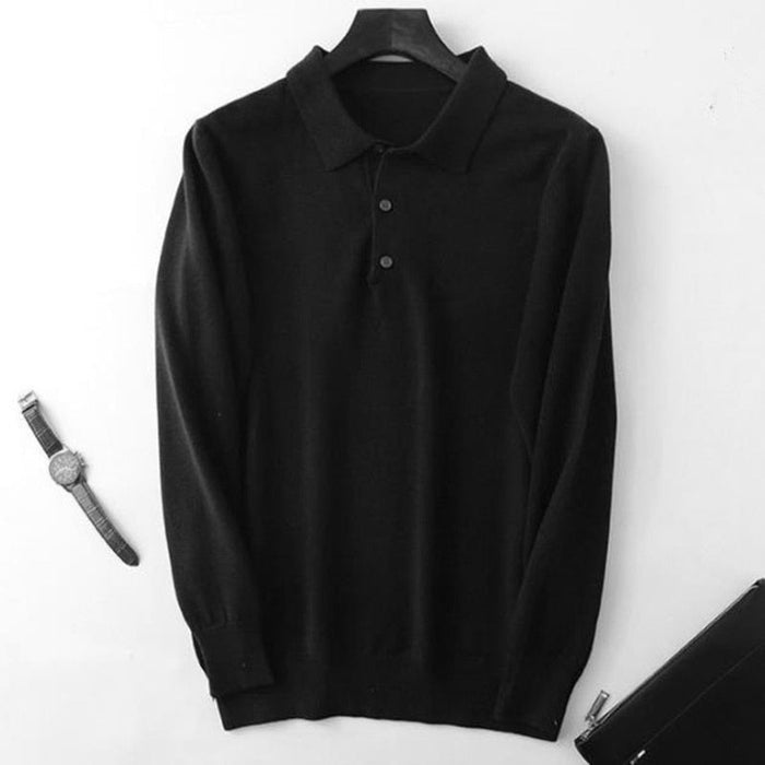 Antonios Cashmere Cotton Blend Casual Sweater Men - AntoniosClothing - Black
