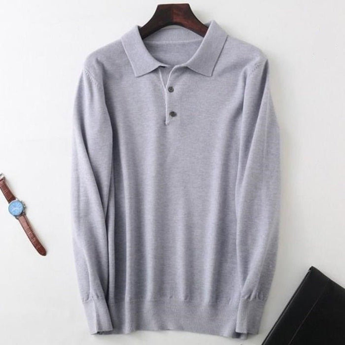 Antonios Cashmere Cotton Blend Casual Sweater Men - AntoniosClothing - Gray