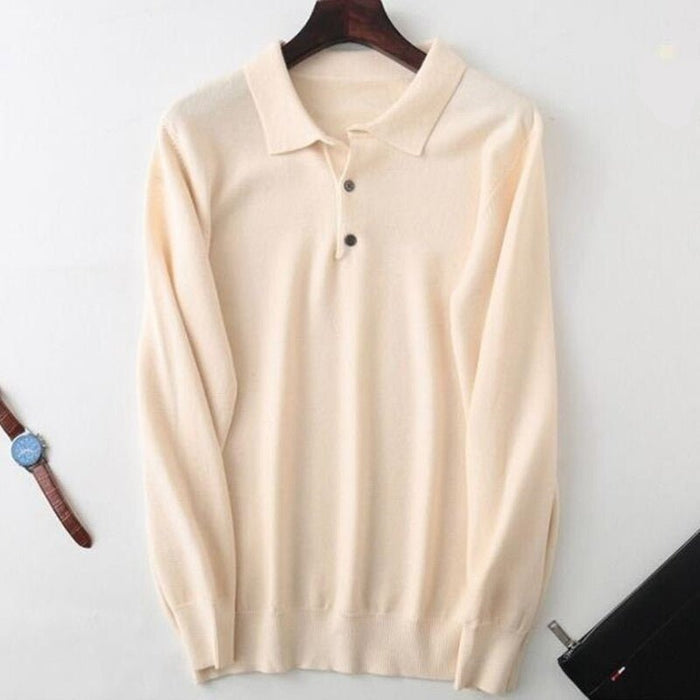 Antonios Cashmere Cotton Blend Casual Sweater Men - AntoniosClothing - Beige