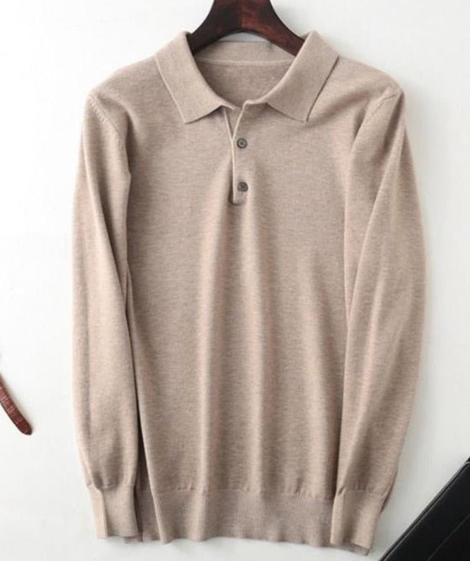 Antonios Cashmere Cotton Blend Casual Sweater Men - AntoniosClothing - Khaki