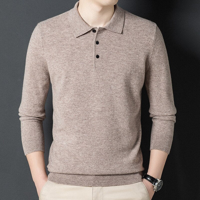 Antonios Cashmere Cotton Blend Casual Sweater Men - AntoniosClothing - Khaki