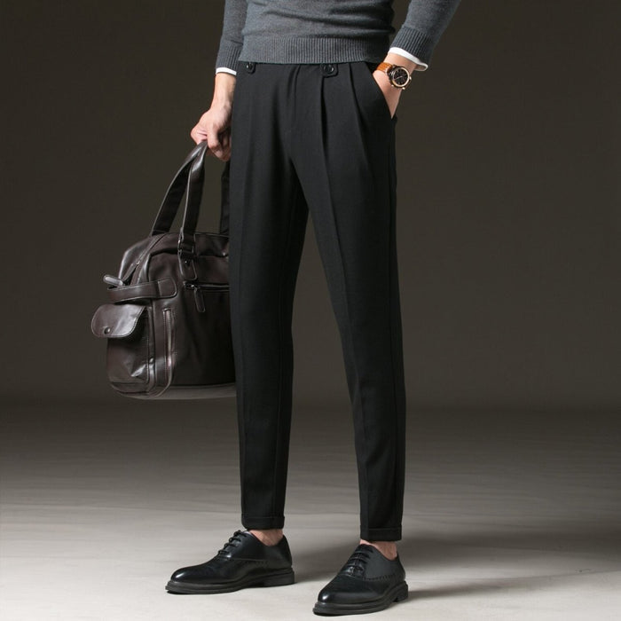 Antonios Casual Carrot-Fit Pants - AntoniosClothing - black