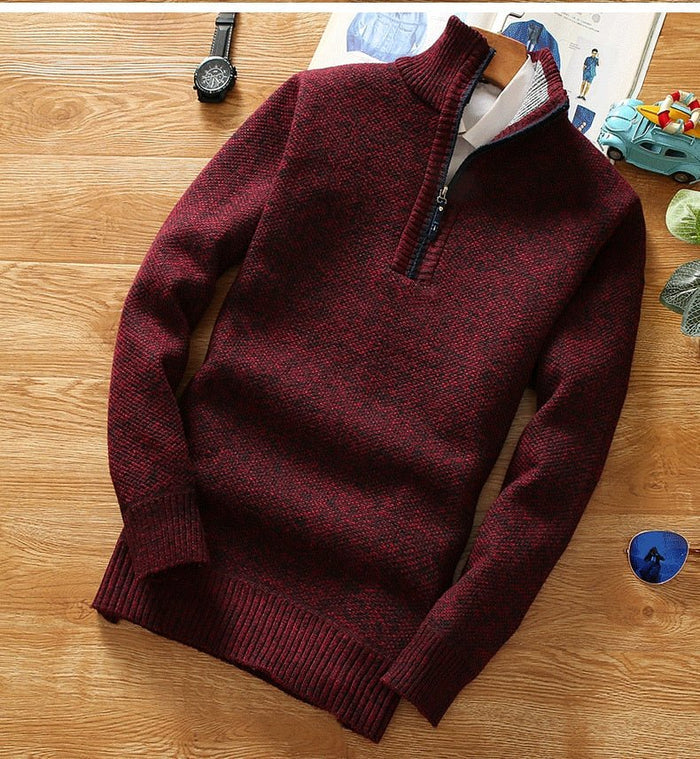 Antonios Half-Zipper Sweater Men - AntoniosClothing - Red