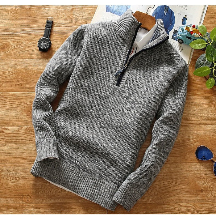 Antonios Half-Zipper Sweater Men - AntoniosClothing - Light Grey