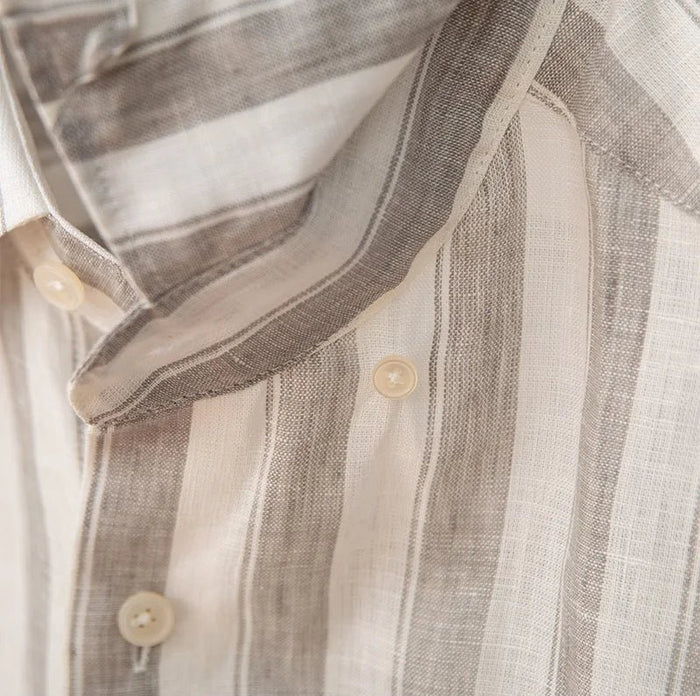 Summer thin linen strip casual shirt - AntoniosClothing - Blue