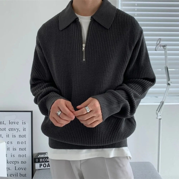 Half zipper sweater - AntoniosClothing - black