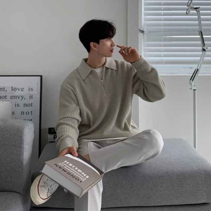 Half zipper sweater - AntoniosClothing - grey