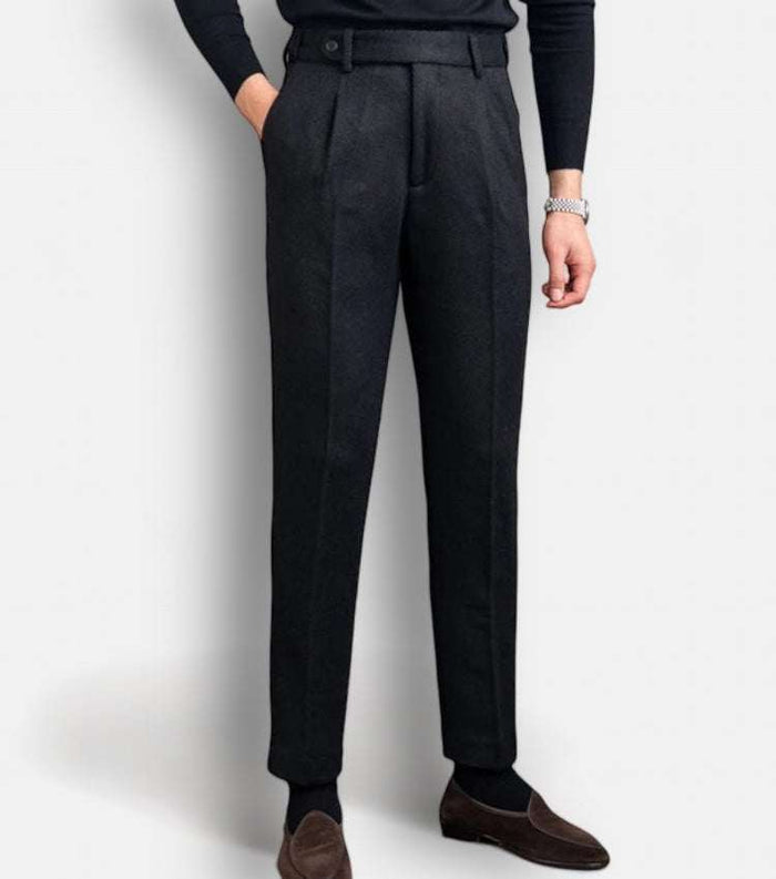 Winter wool italian trousers - AntoniosClothing - Black