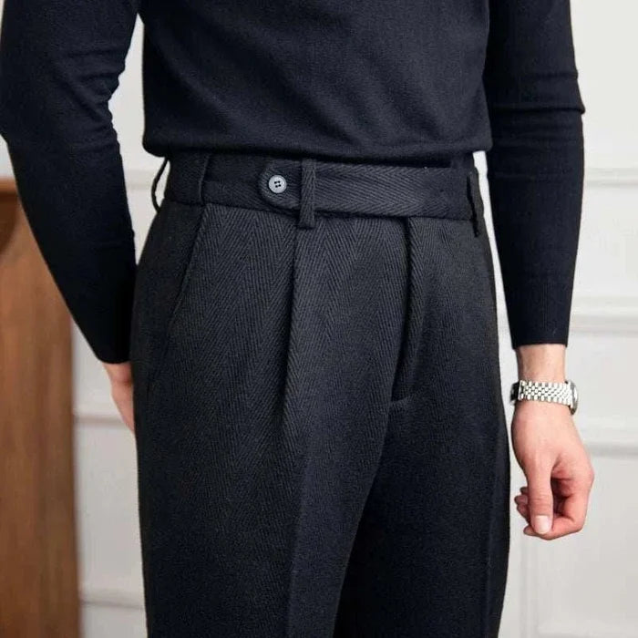 Winter wool italian trousers - AntoniosClothing - Black