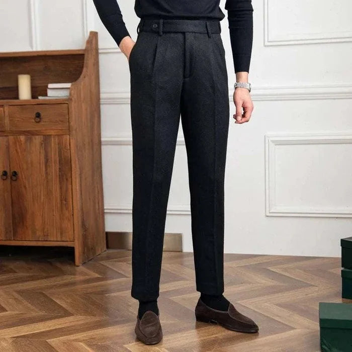 Winter wool italian trousers - AntoniosClothing - Black