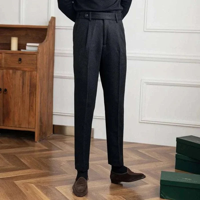 Winter wool italian trousers - AntoniosClothing - Black