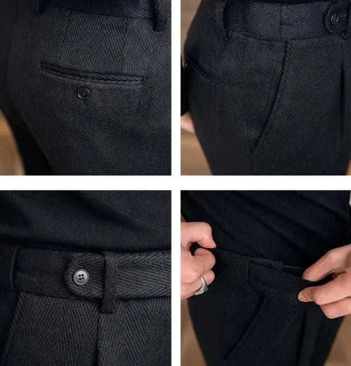 Winter wool italian trousers - AntoniosClothing - Black