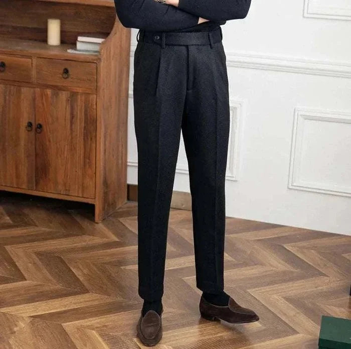 Winter wool italian trousers - AntoniosClothing - Black