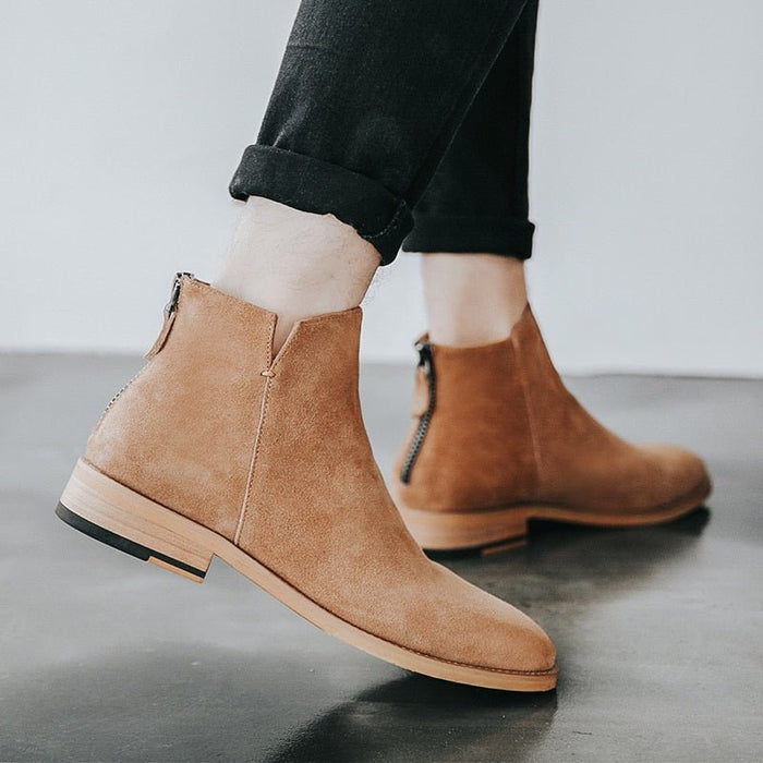 Antonios Elegant Chelsea Boots Men - AntoniosClothing - Beige Spring