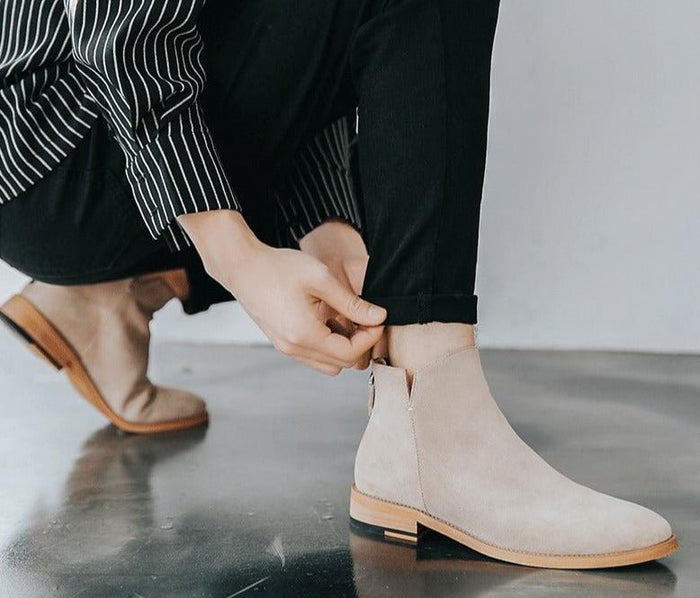 Antonios Elegant Chelsea Boots Men - AntoniosClothing - Beige Spring