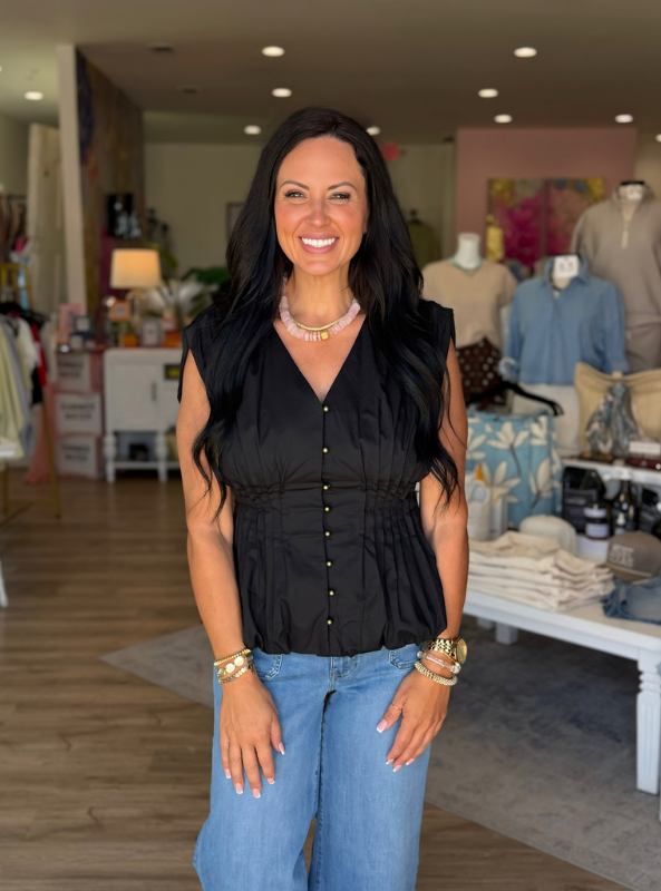 Monroe Peplum Top- Black