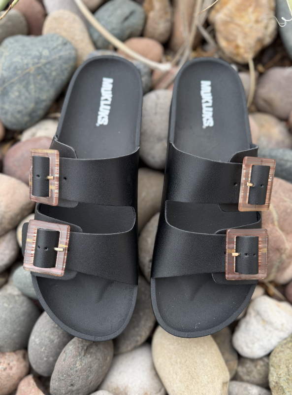 Muk Luks Women's Grand Cayman Lucite Sandal- Black