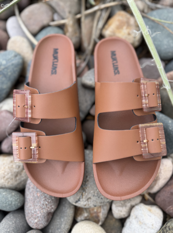 Muk Luks Women's Grand Cayman Lucite Sandal- Cognac