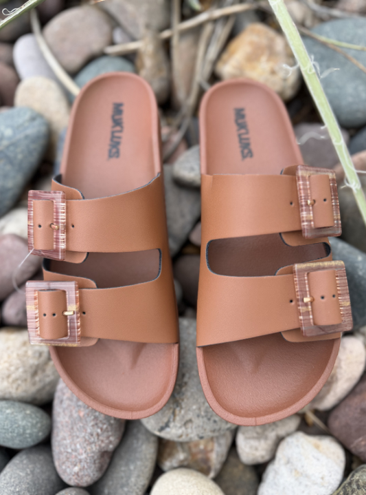Muk Luks Women's Grand Cayman Lucite Sandal- Cognac