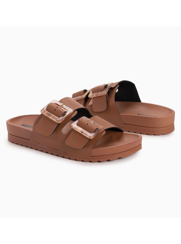 Muk Luks Women's Grand Cayman Lucite Sandal- Cognac