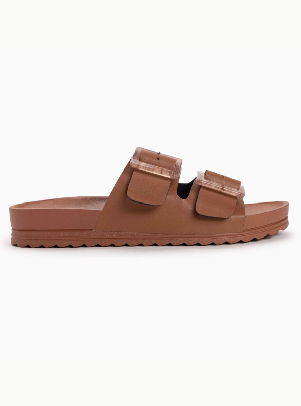 Muk Luks Women's Grand Cayman Lucite Sandal- Cognac
