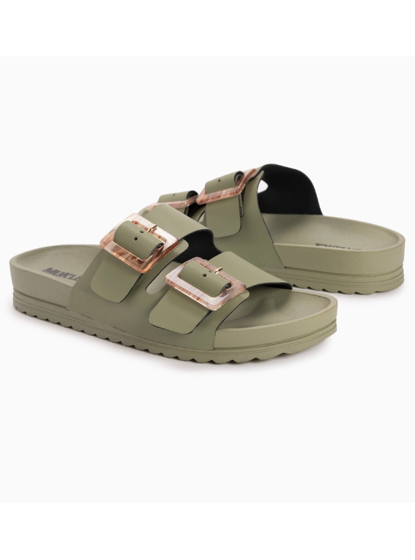 Muk Luks Women's Grand Cayman Lucite Sandal- Light Olive