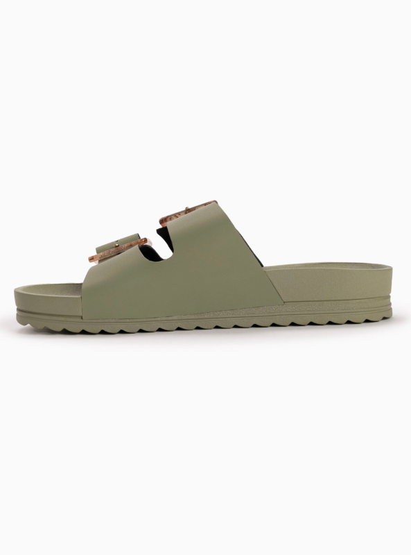 Muk Luks Women's Grand Cayman Lucite Sandal- Light Olive