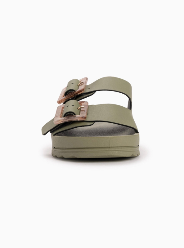 Muk Luks Women's Grand Cayman Lucite Sandal- Light Olive