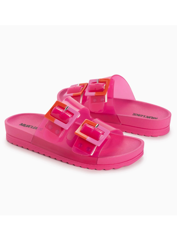 Muk Luks Women's Grand Cayman Lucite Sandal- Magenta