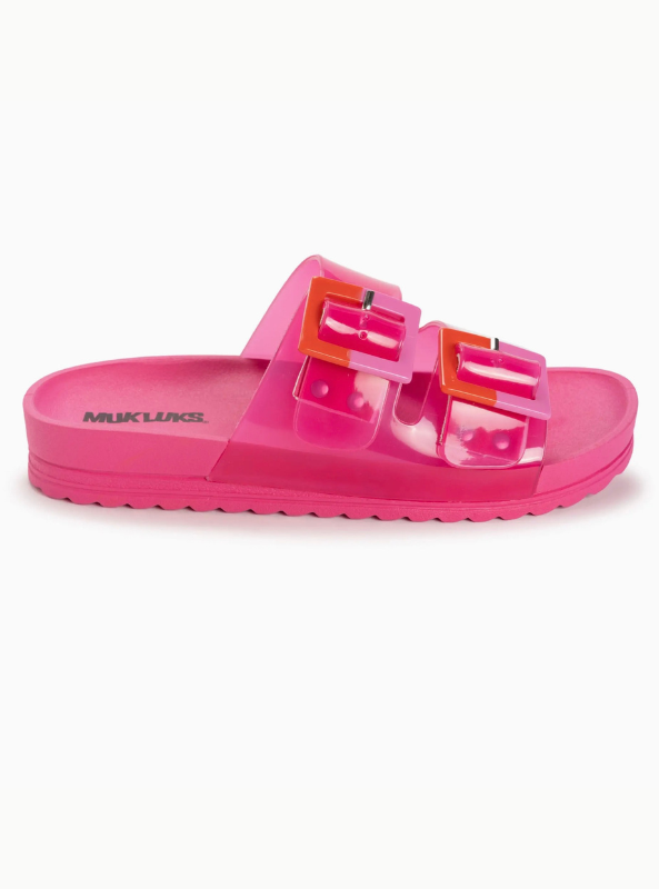 Muk Luks Women's Grand Cayman Lucite Sandal- Magenta
