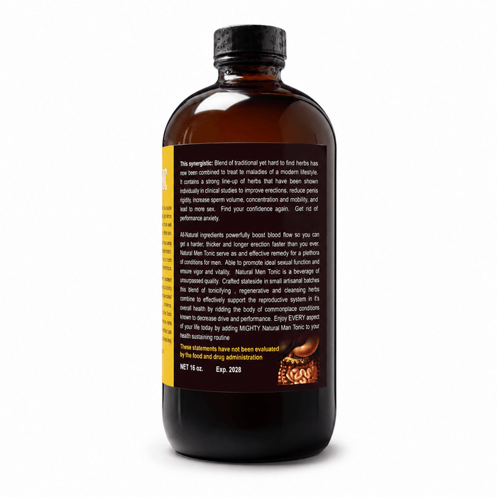 Organic Natural Men Tonic 16 oz, herbal wellness tonic made with botanical ingredients, designed to complement a balanced lifestyle and support everyday men’s wellness.