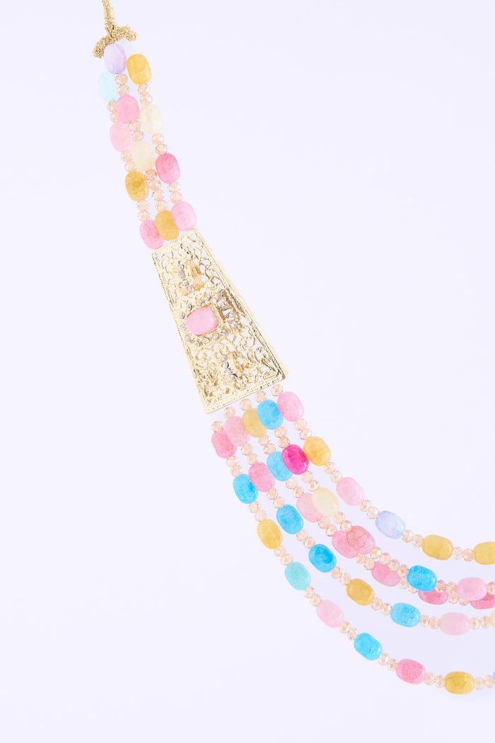 Necklace gold pink/blue