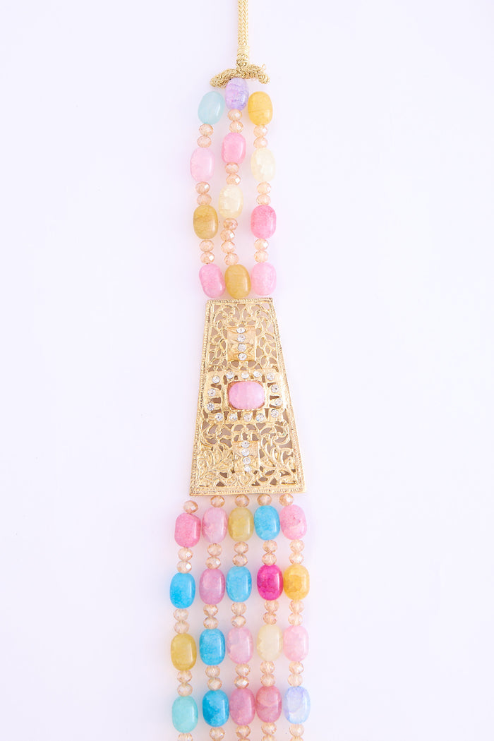 Necklace gold pink/blue